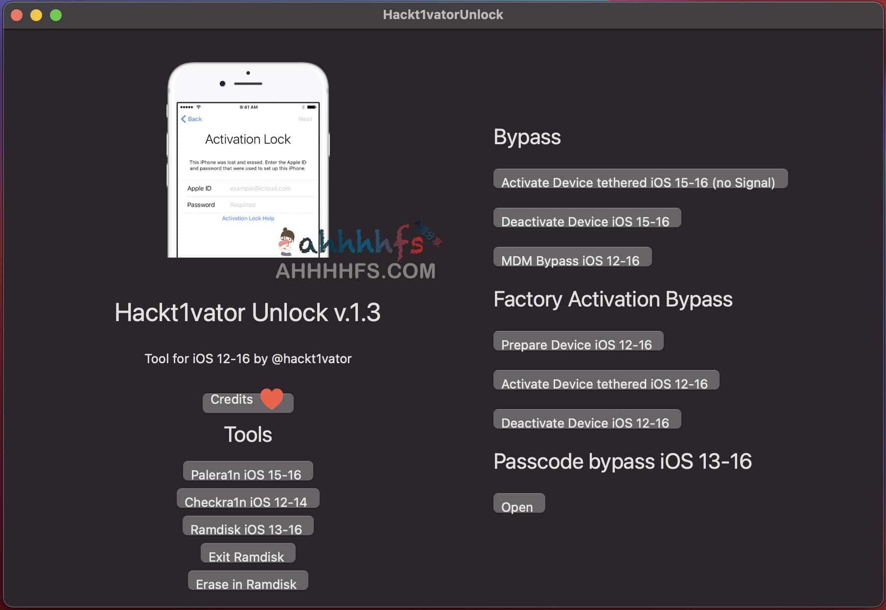 免费绕过苹果MDM配置锁/密码界面工具-Hackt1vator Unlock Hackt1vator Unlock-免费绕过苹果MDM配置锁 密码界面工具