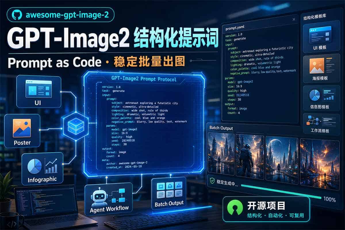 awesome-gpt-image-2：GPT-Image2 结构化提示词模板库，适合 AI 生图工作流参考-91杂货铺