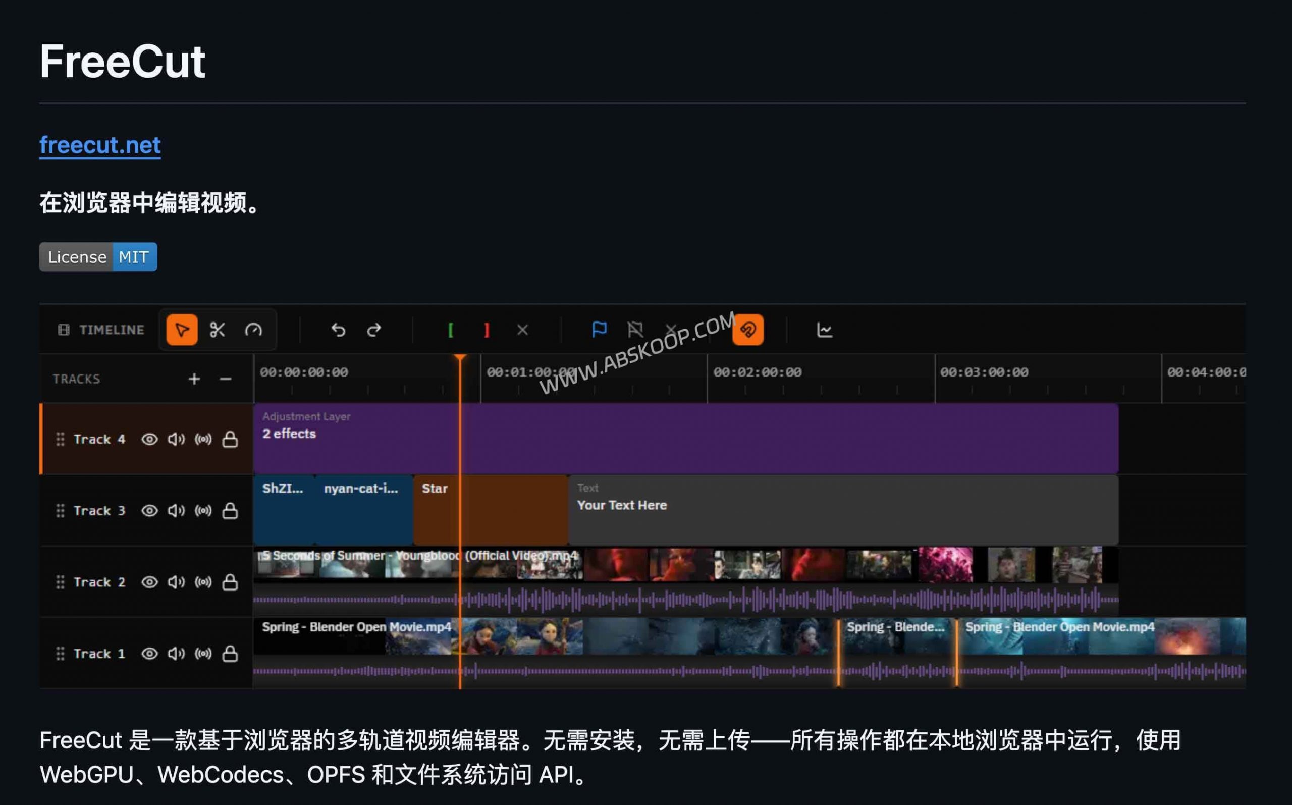 FreeCut：开源浏览器视频编辑器，免安装本地剪辑不上传素材-91杂货铺