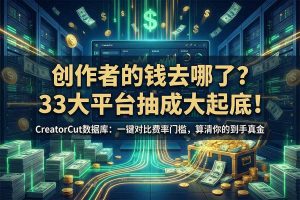 2026 创作者平台抽成对比数据库：CreatorCut 对比33个平台费率、门槛与到手收入-91杂货铺