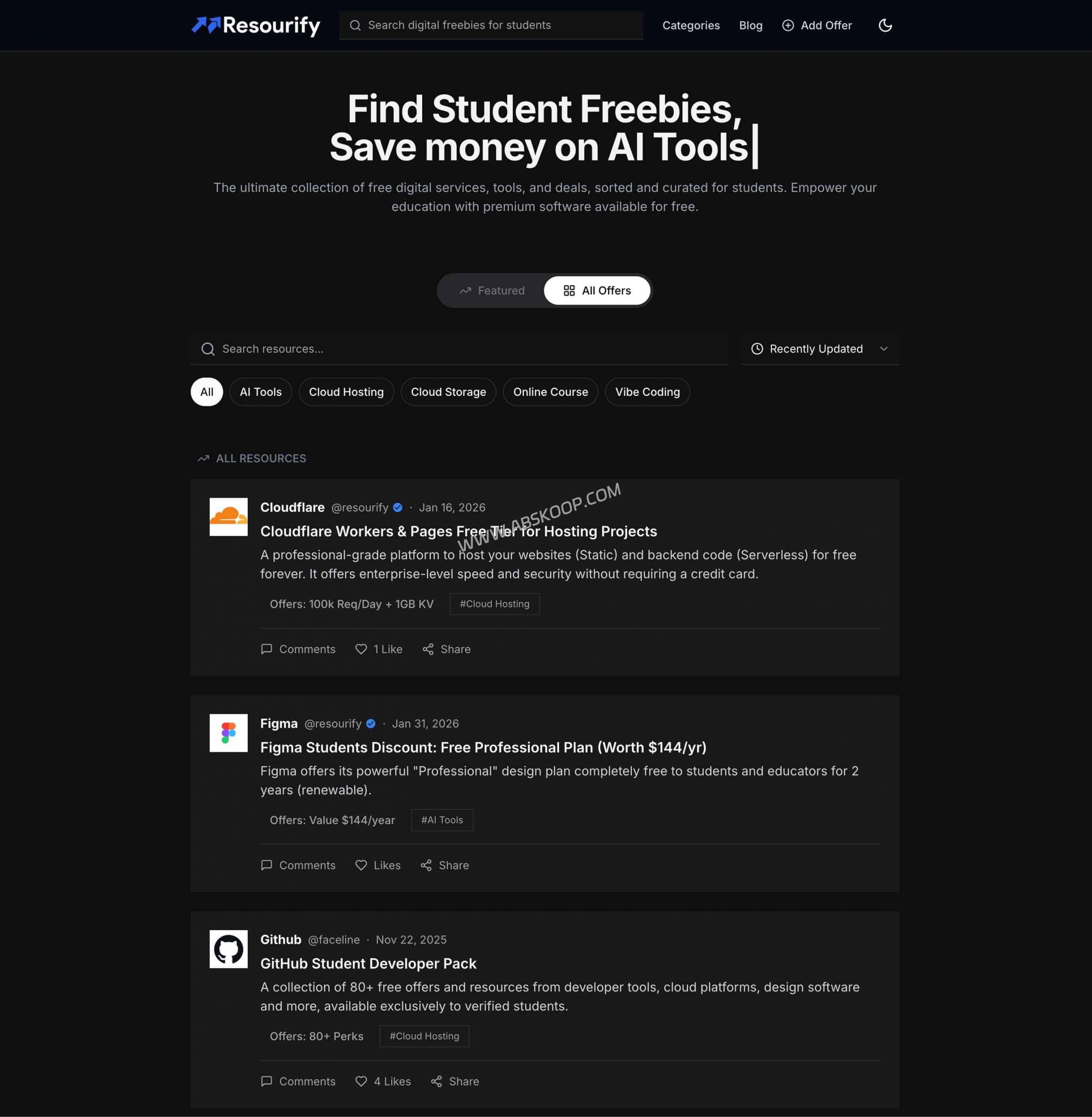 不仅只有 GitHub！Resourify：汇总全网未被充分整理的开发者教育优惠-91杂货铺