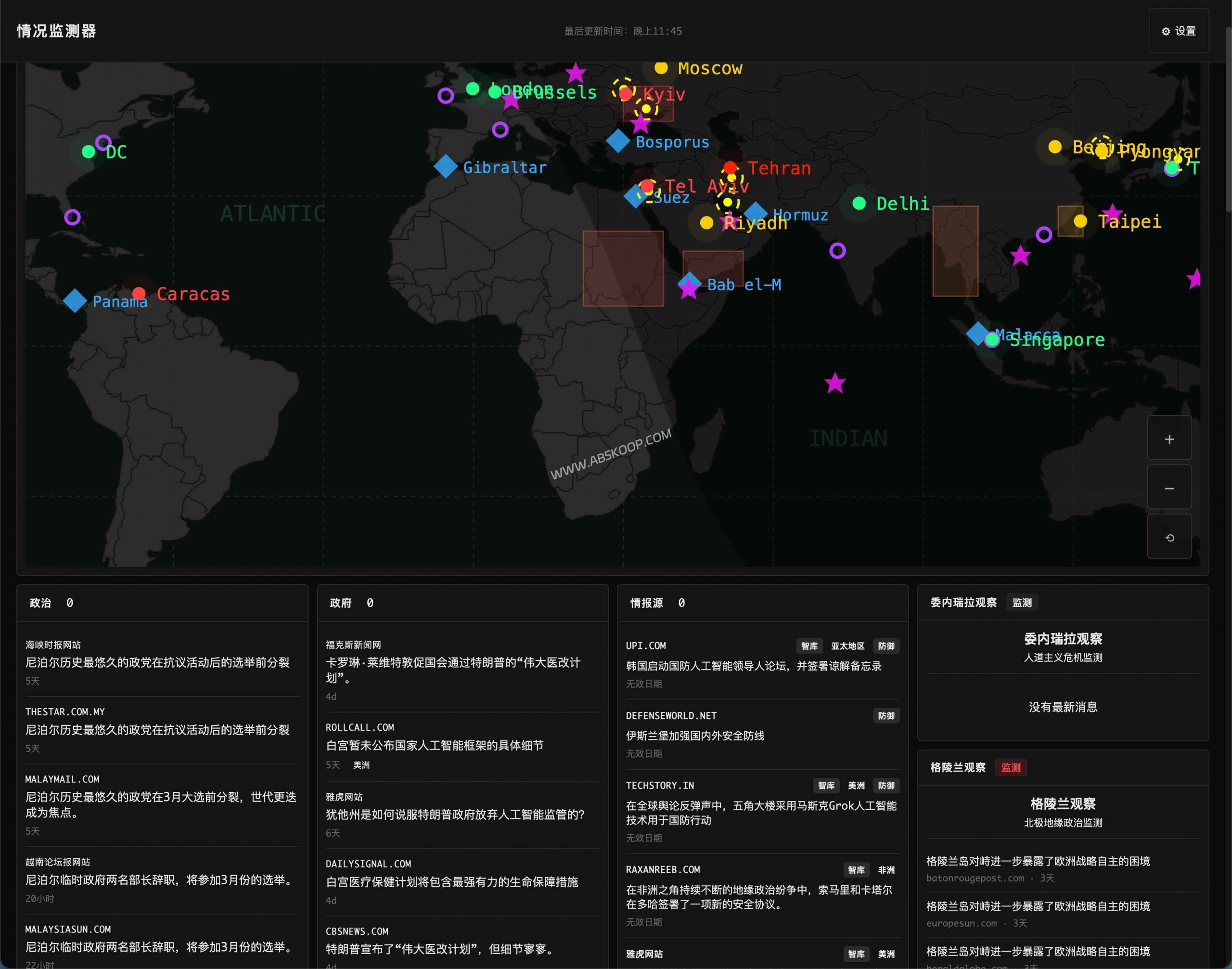 2026 实时信息监控：Situation Monitor 开源 OSINT 仪表盘评测-91杂货铺