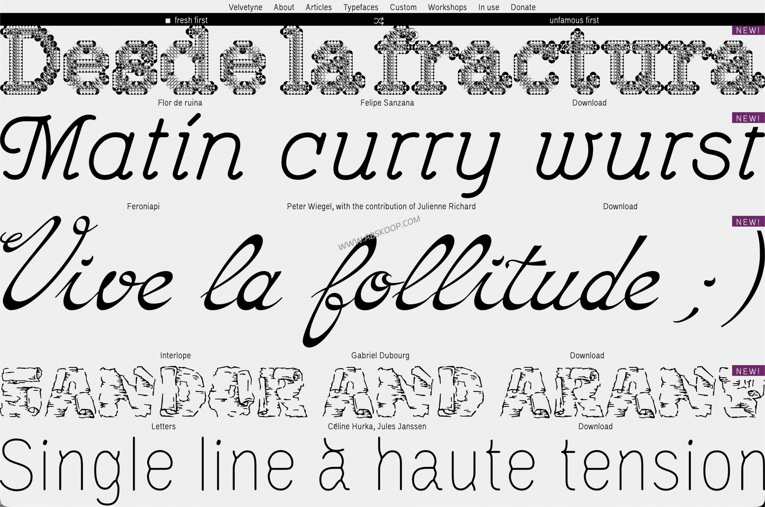 Velvetyne:设计师必藏的法国开源字体库(支持免费商用 / Webfont) Velvetyne:设计师必藏的法国开源字体库(支持免费商用 / Webfont)