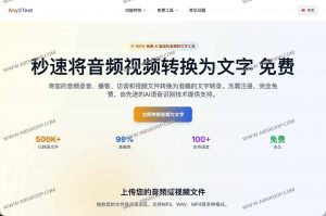 Any2Text：永久免费 AI 音视频转文字工具（支持 100+ 语言｜无需注册）-91杂货铺