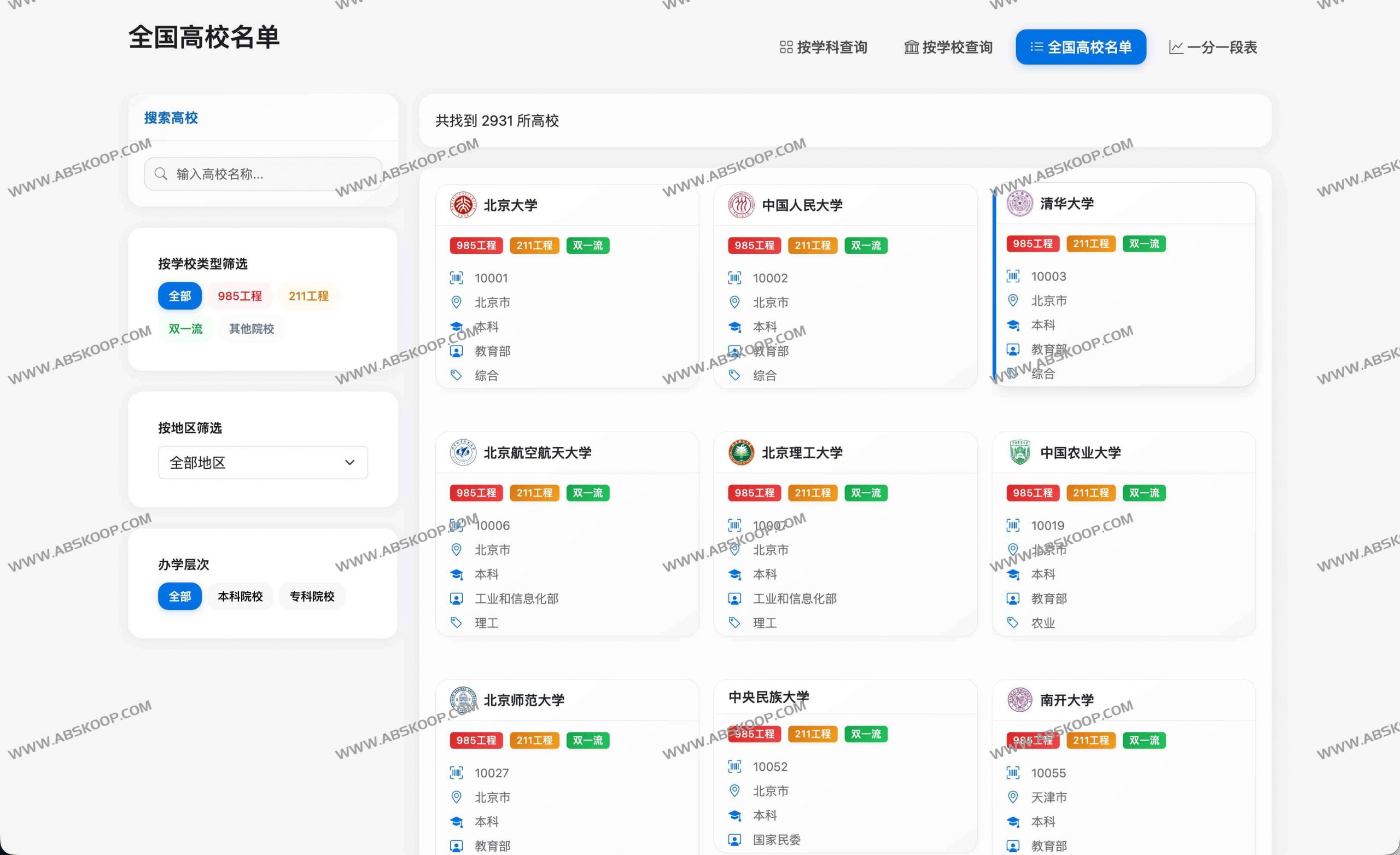 中国高校学科评估排名系统 - 按学科查询专业排名数据 中国高校学科评估排名系统 - 按学科查询专业排名数据