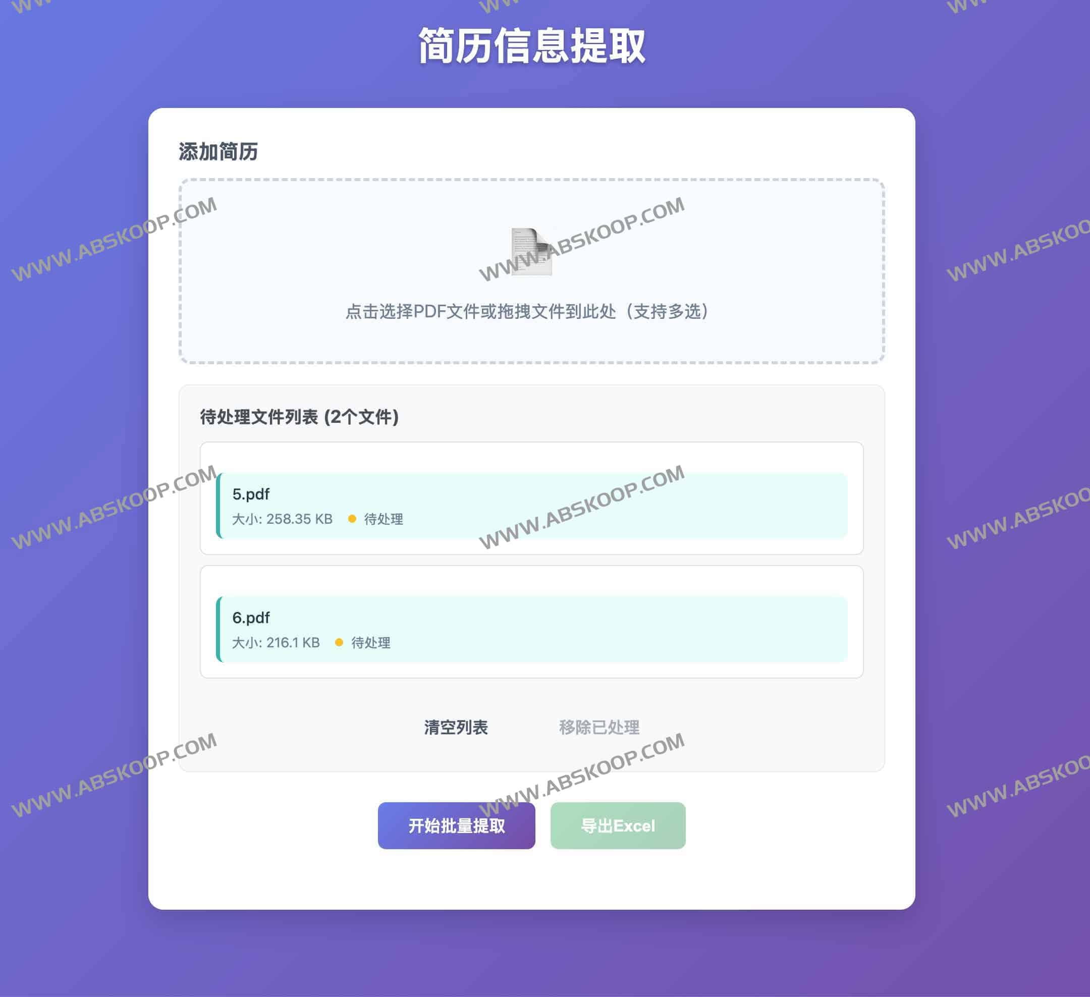 简历信息提取器：批量解析PDF简历，一键导出Excel，提升HR筛选效率-91杂货铺